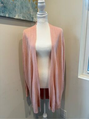Classic Open-Front Pink Knit Cardigan